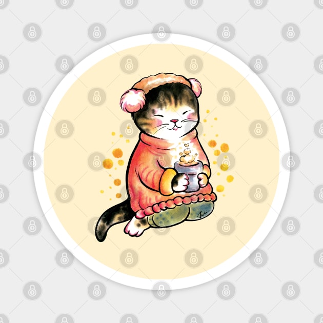 Cat with sweet hot drink Magnet by juliewu